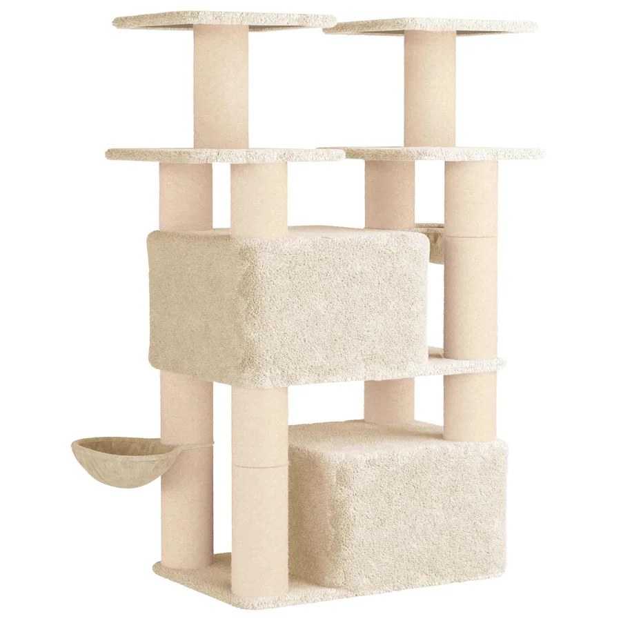 Arbre à chat avec poteaux à griffer en sisal 2 pc Crème 147 cm - 6
