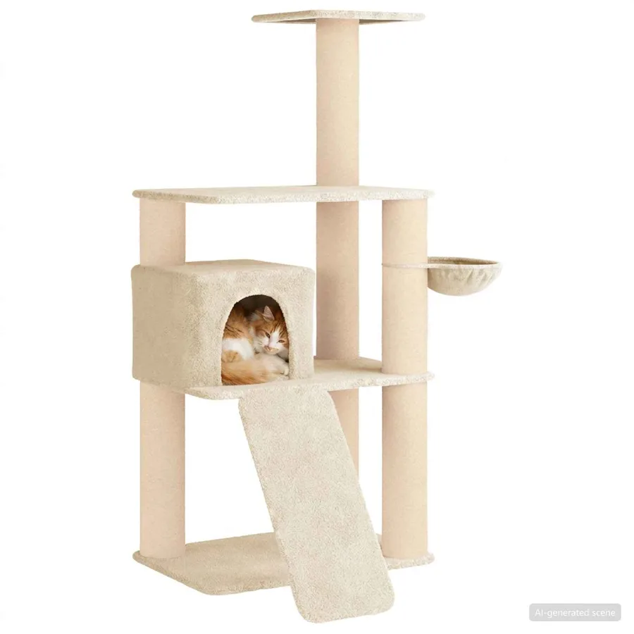Arbre à chat avec poteaux à griffer en sisal Crème 173 cm - 3