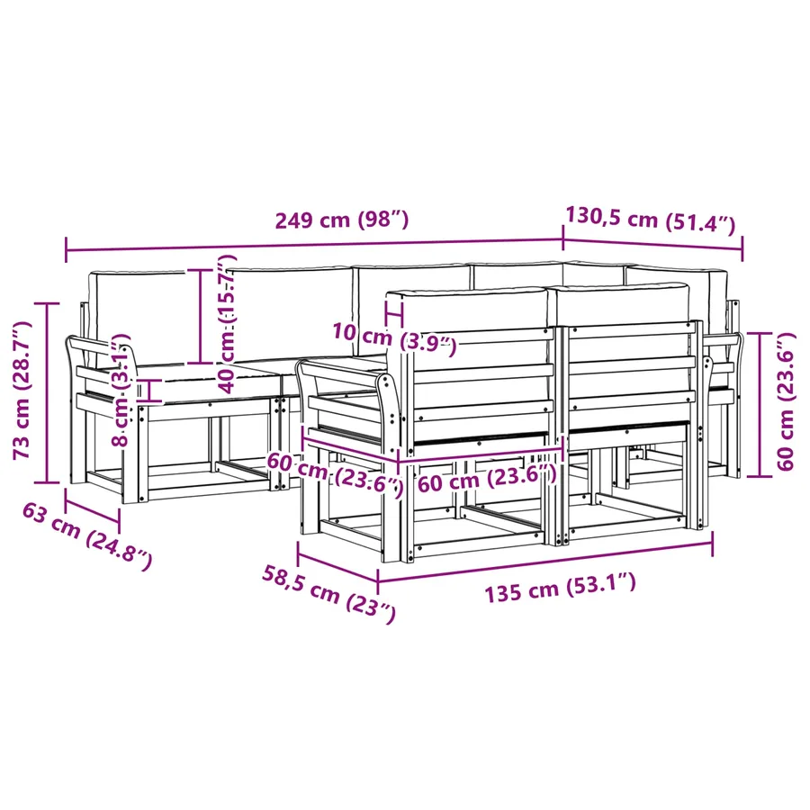Ensemble de canapés d'extérieur 7 pcs Blanc et Beige Polyester - 7