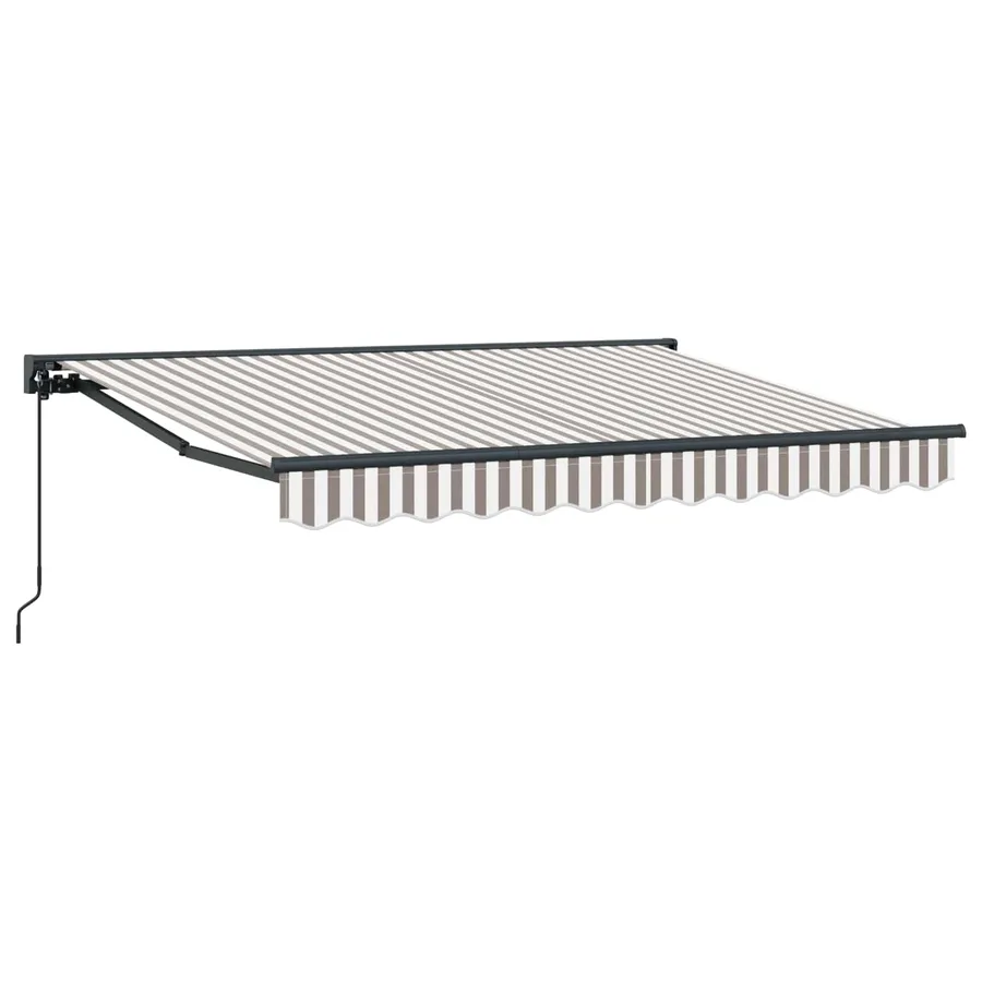 Auvent rétractable manuel Gris clair et blanc 4 × 3,5 m - 2