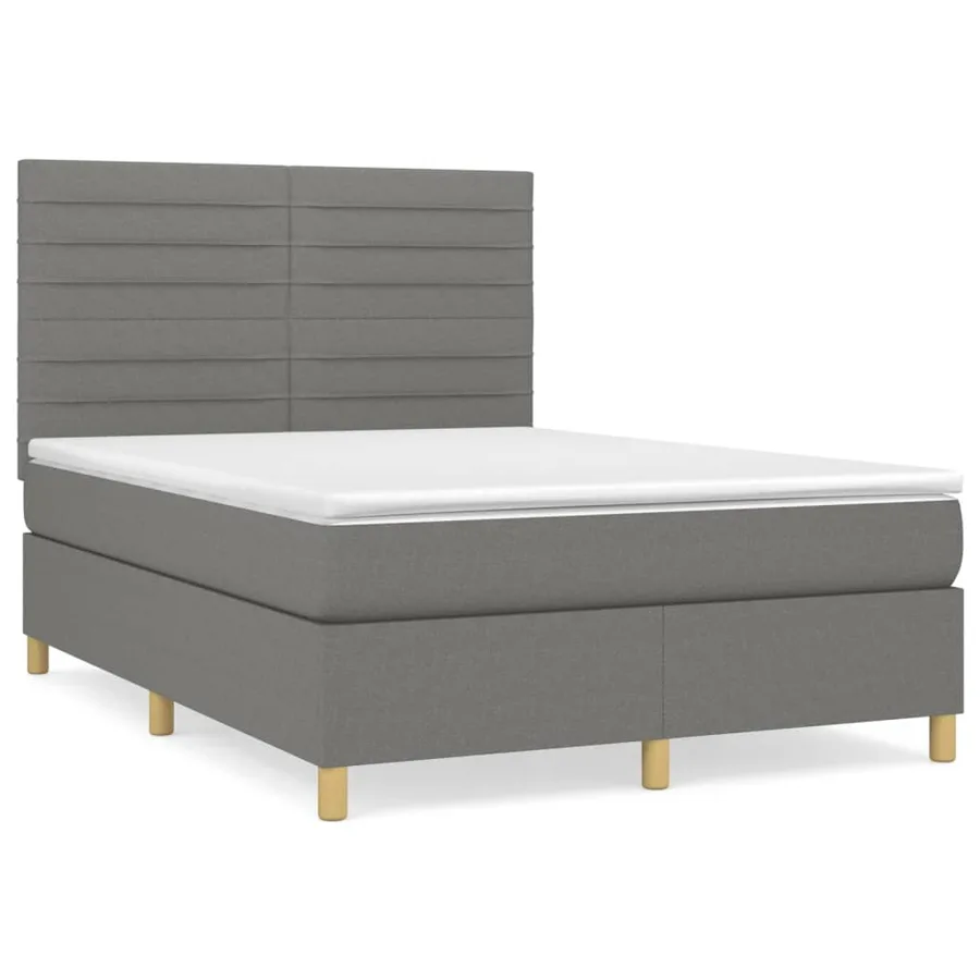 Sommier à lattes de lit avec matelas Gris foncé 140x200cm Tissu - 2