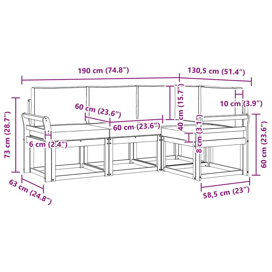 Ensemble de canapés d'extérieur 4 pcs Blanc et crème - 7