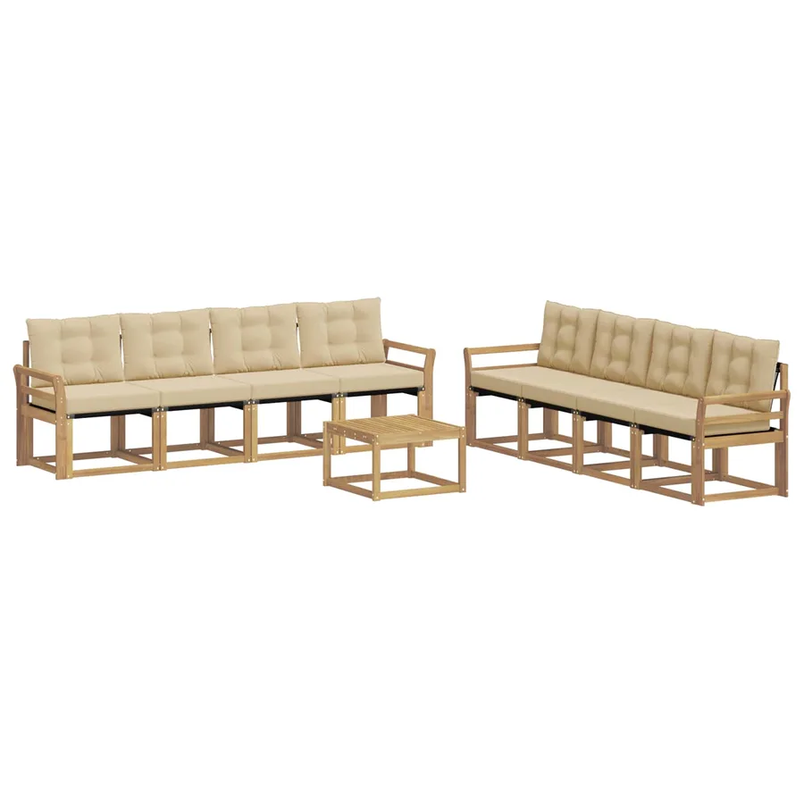 Ensemble de canapés d'extérieur 9 pcs Blanc et Beige - 2