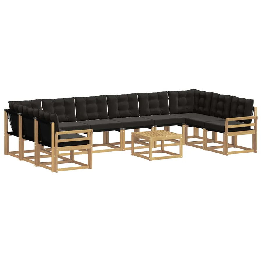 Ensemble de canapés d'extérieur 11 pcs Blanc et noir - 2