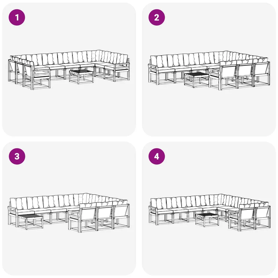 Ensemble de canapés d'extérieur 11 pcs Blanc et noir - 9