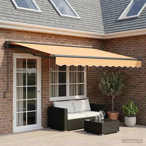 Auvent rétractable Sable 5 x 3 m Polyester et Aluminium
