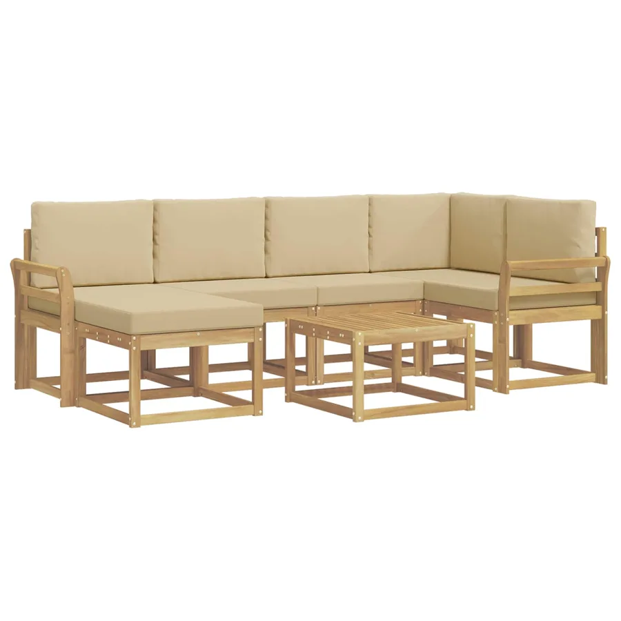 Ensemble de canapés d'extérieur 7 pcs Blanc et Beige - 2