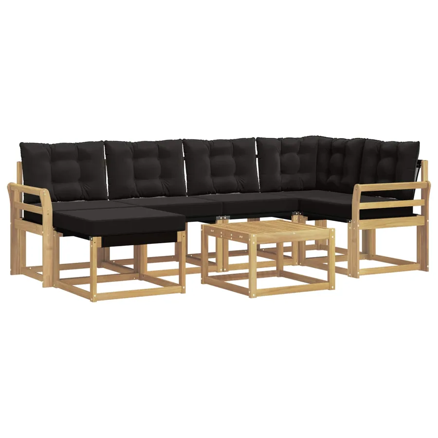 Ensemble de canapés d'extérieur 7 pcs Blanc et noir - 2