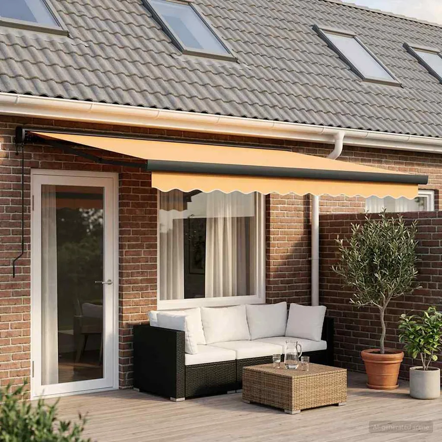 Auvent rétractable Sable 500 × 300 cm Tissu et Métal