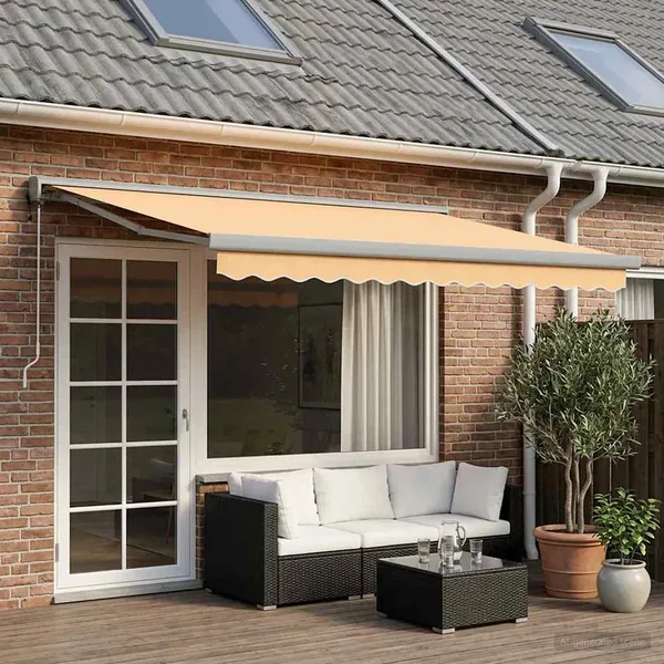 Auvent rétractable Sable 500 × 300 cm Tissu et Métal