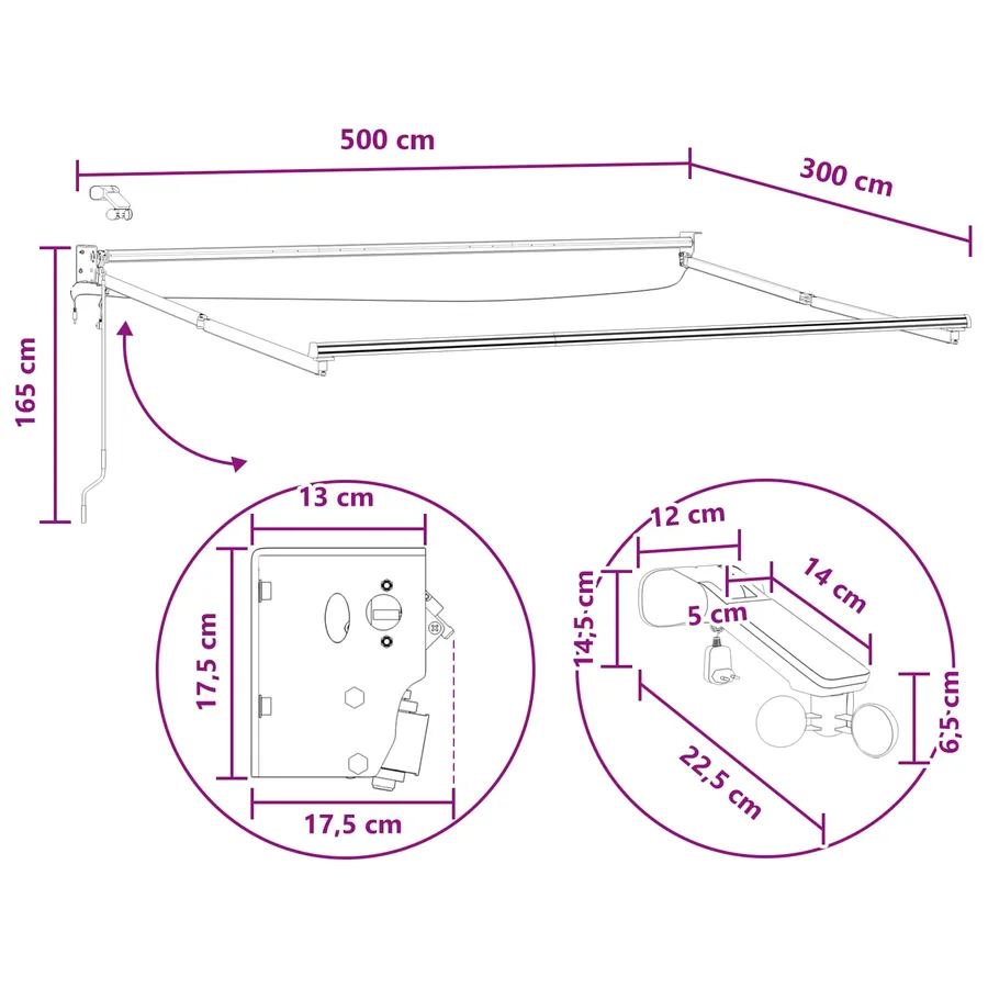 Auvent rétractable électrique Sable 100% Polyester et Aluminium - 11
