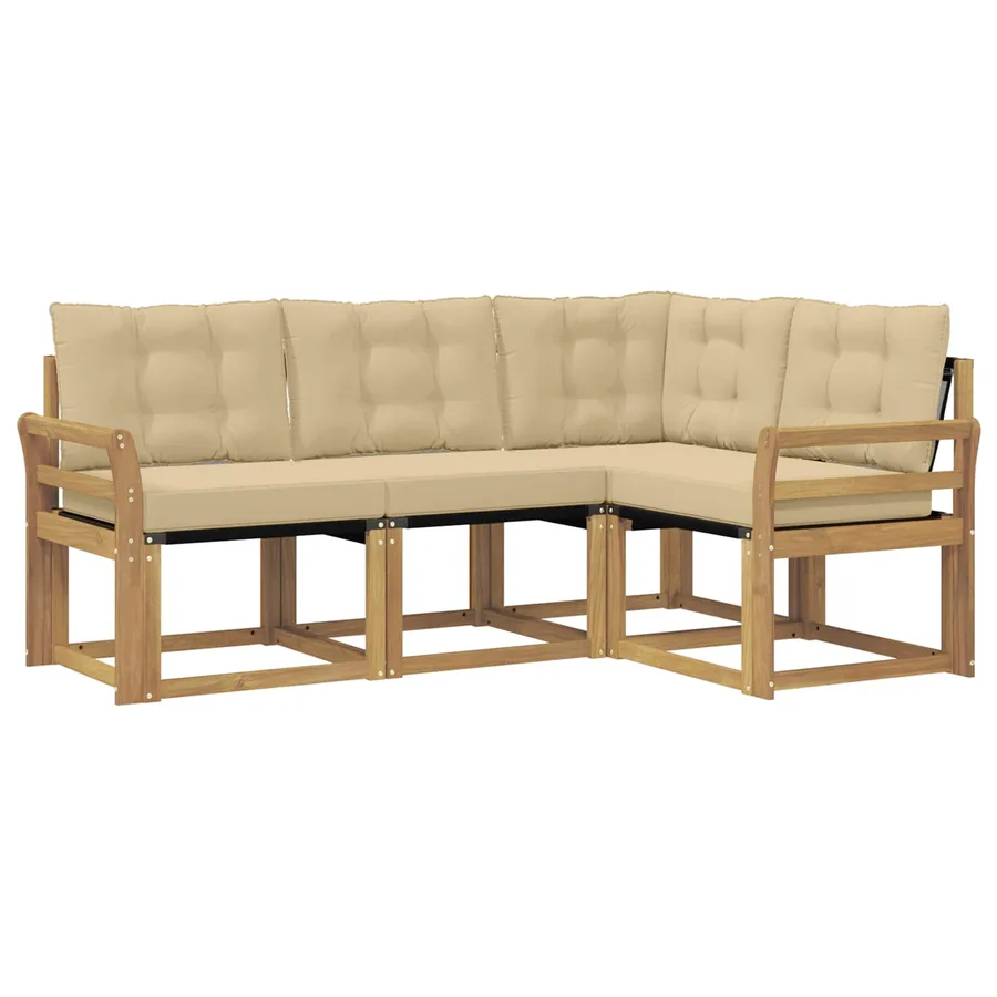 Ensemble de canapés d'extérieur 4 pcs Blanc et Beige - 2