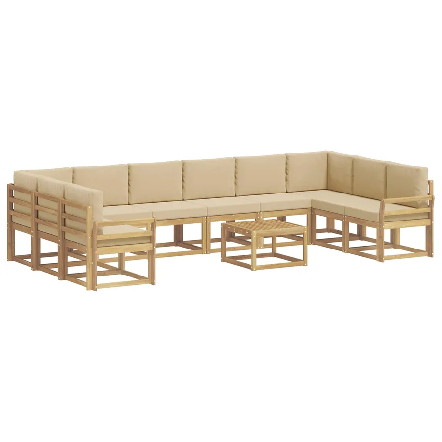 Ensemble de canapés d'extérieur 11 pcs Blanc et Beige - 2
