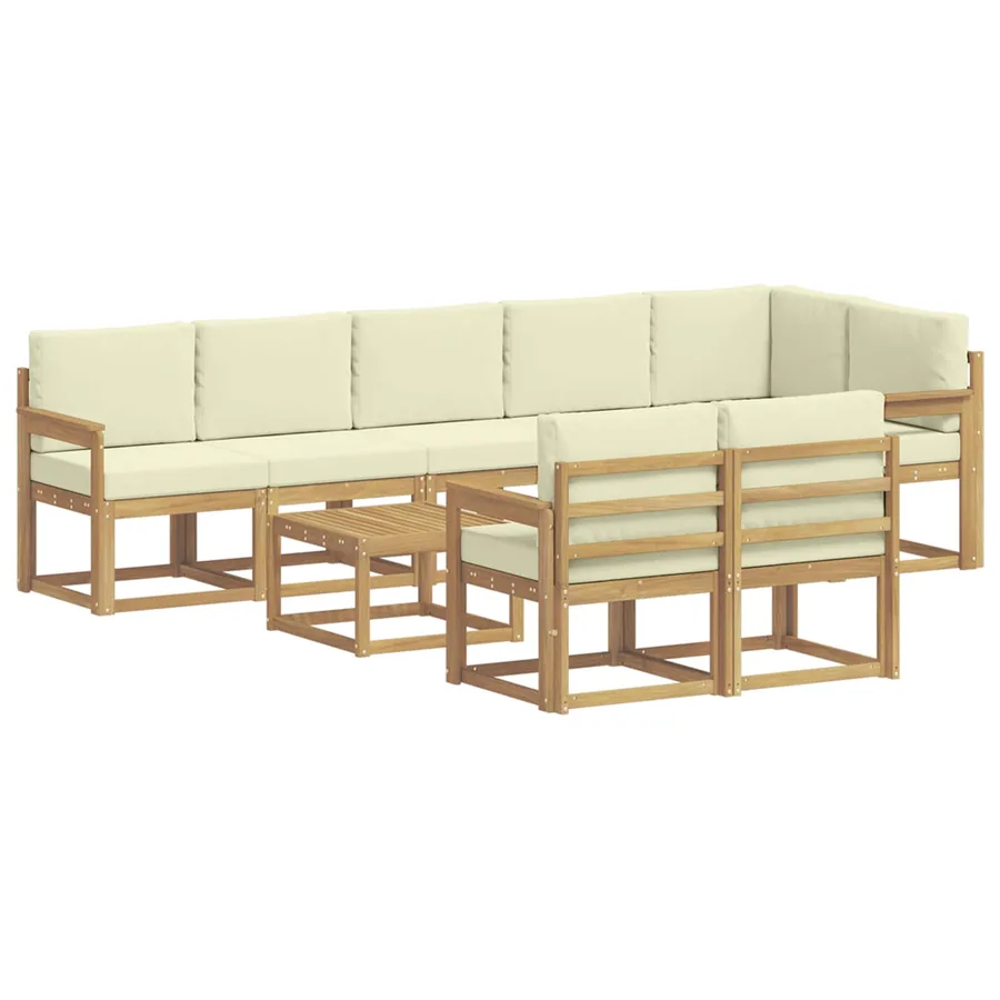 Ensemble de canapés d'extérieur 9 pcs Blanc et crème Polyester - 2