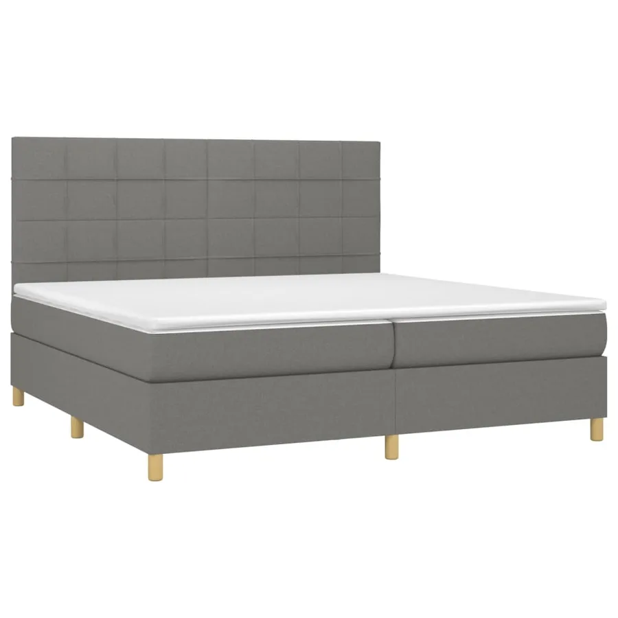 Sommier à lattes de lit et matelas et LED Gris foncé 200x200 cm - 3