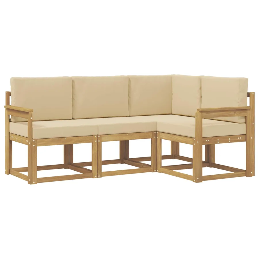 Ensemble de canapés d'extérieur 4 pcs Blanc et Beige - 2