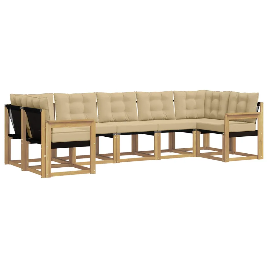 Ensemble de canapés d'extérieur 7 pcs Blanc et Beige - 2