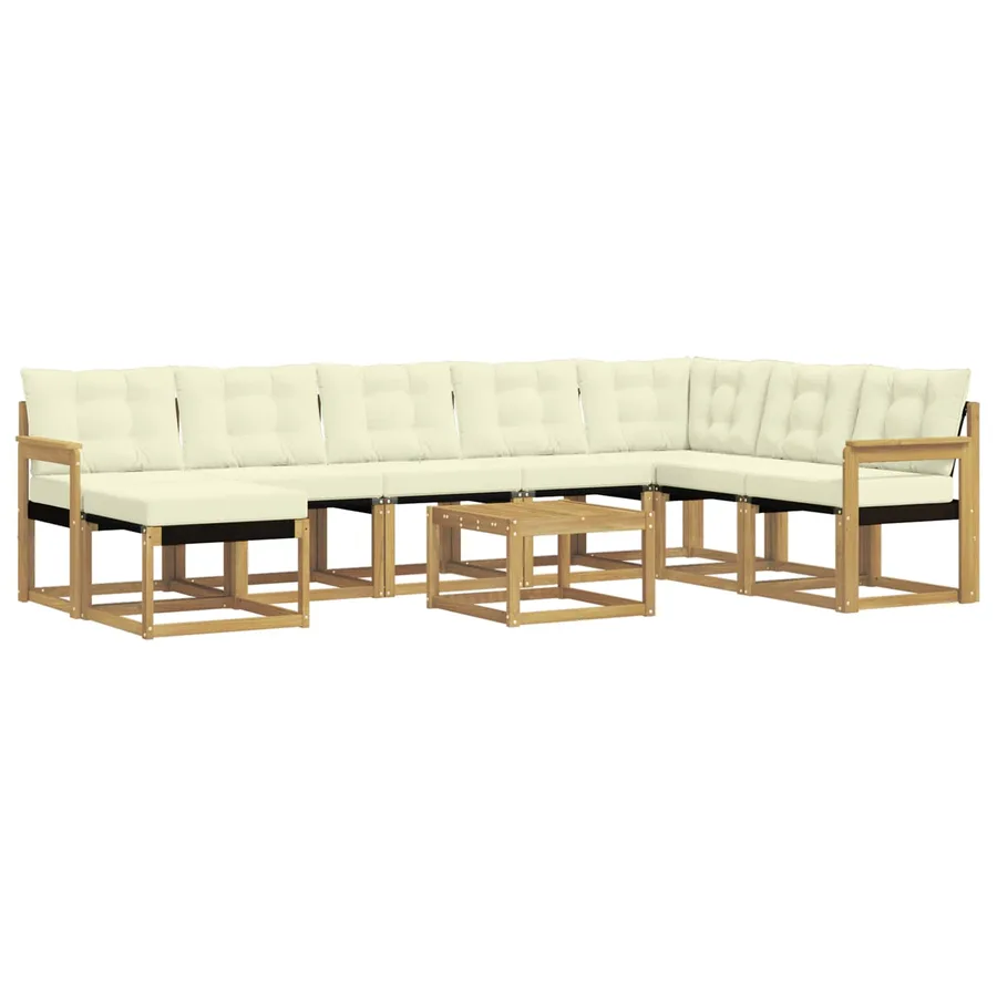 Ensemble de canapés d'extérieur 9 pcs Blanc et crème - 2