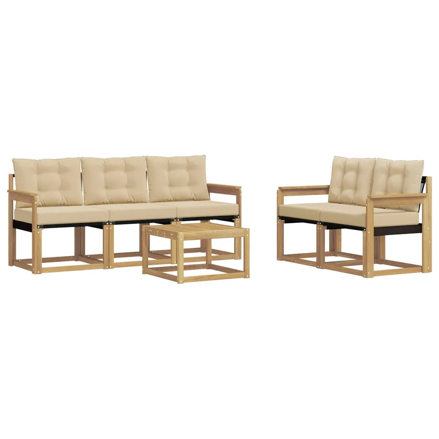Ensemble de canapés d'extérieur 6 pcs Blanc et Beige - 2