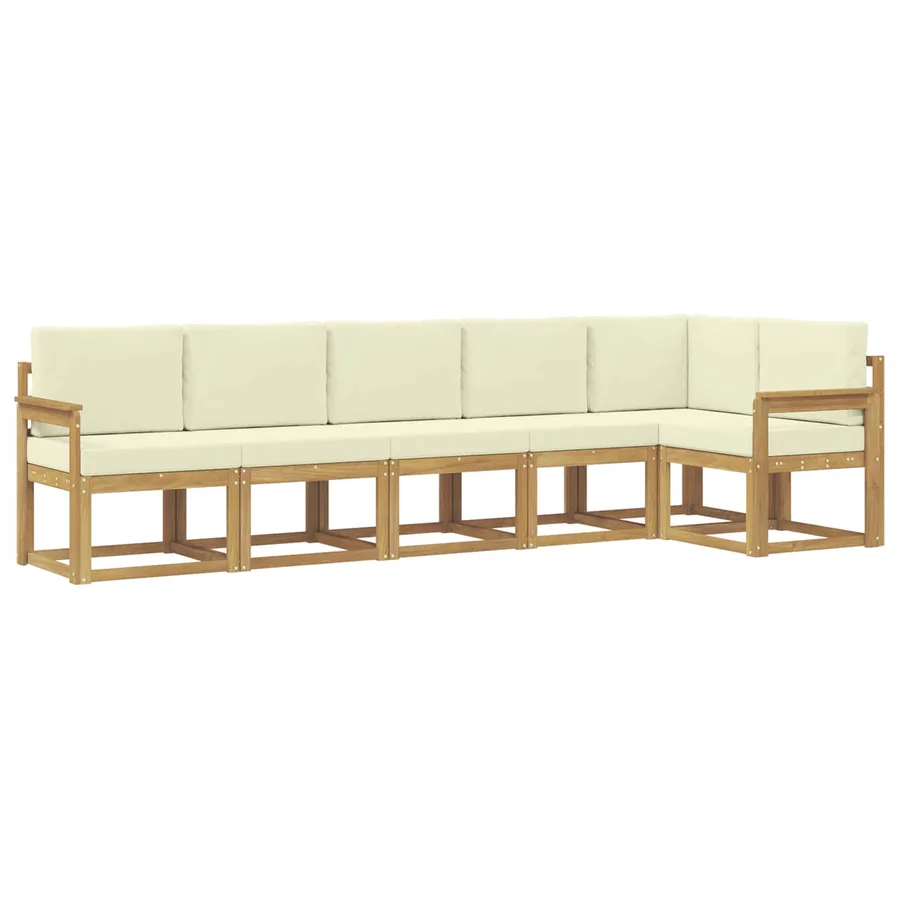 Ensemble de canapés d'extérieur 6 pcs Blanc et crème Polyester - 2