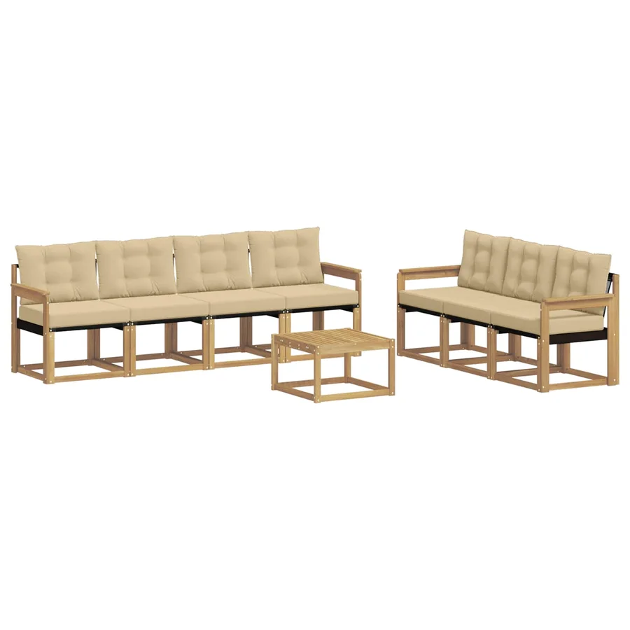 Ensemble de canapés d'extérieur 8 pcs Blanc et Beige - 2