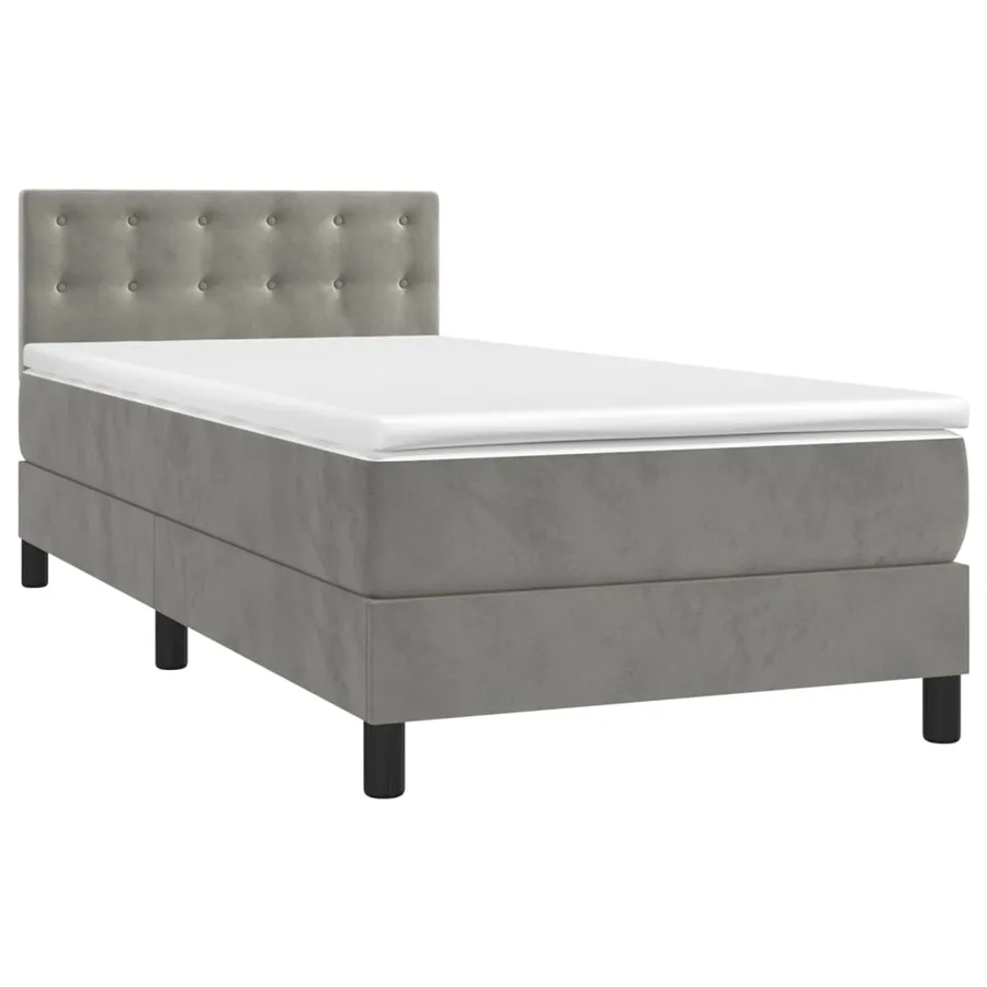 Sommier à lattes de lit et matelas Gris clair 90x190 cm Velours - 2