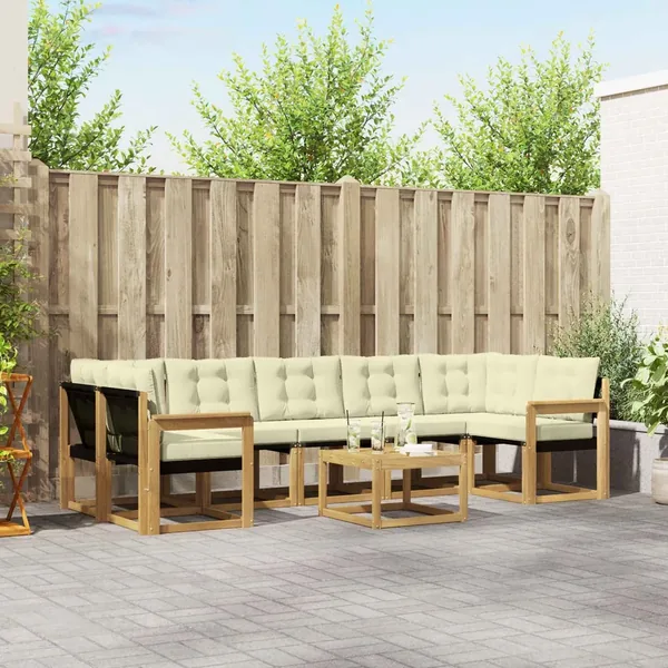 Ensemble de canapés d'extérieur 8 pcs Blanc et crème