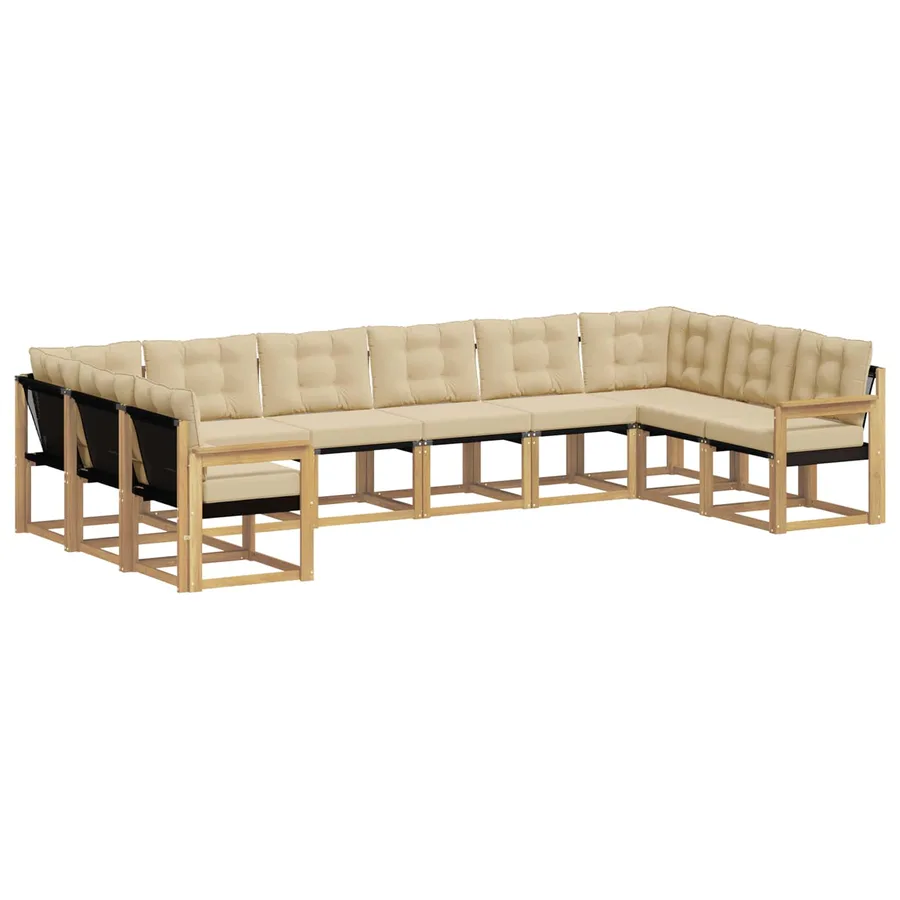 Ensemble de canapés d'extérieur 10 pcs Blanc et Beige - 2