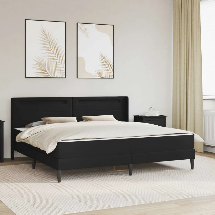 Cadre de lit avec bandes LED Noir 180 x 200 cm Simili cuir