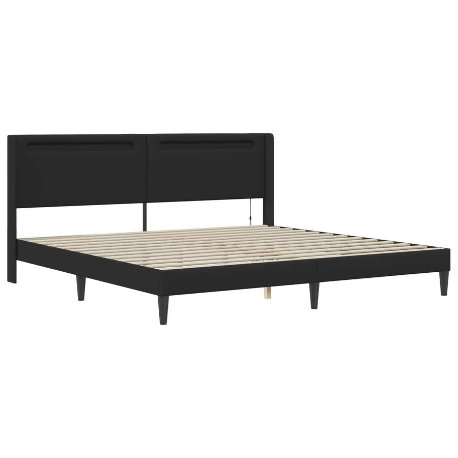 Cadre de lit avec bandes LED Noir 180 x 200 cm Simili cuir - 6