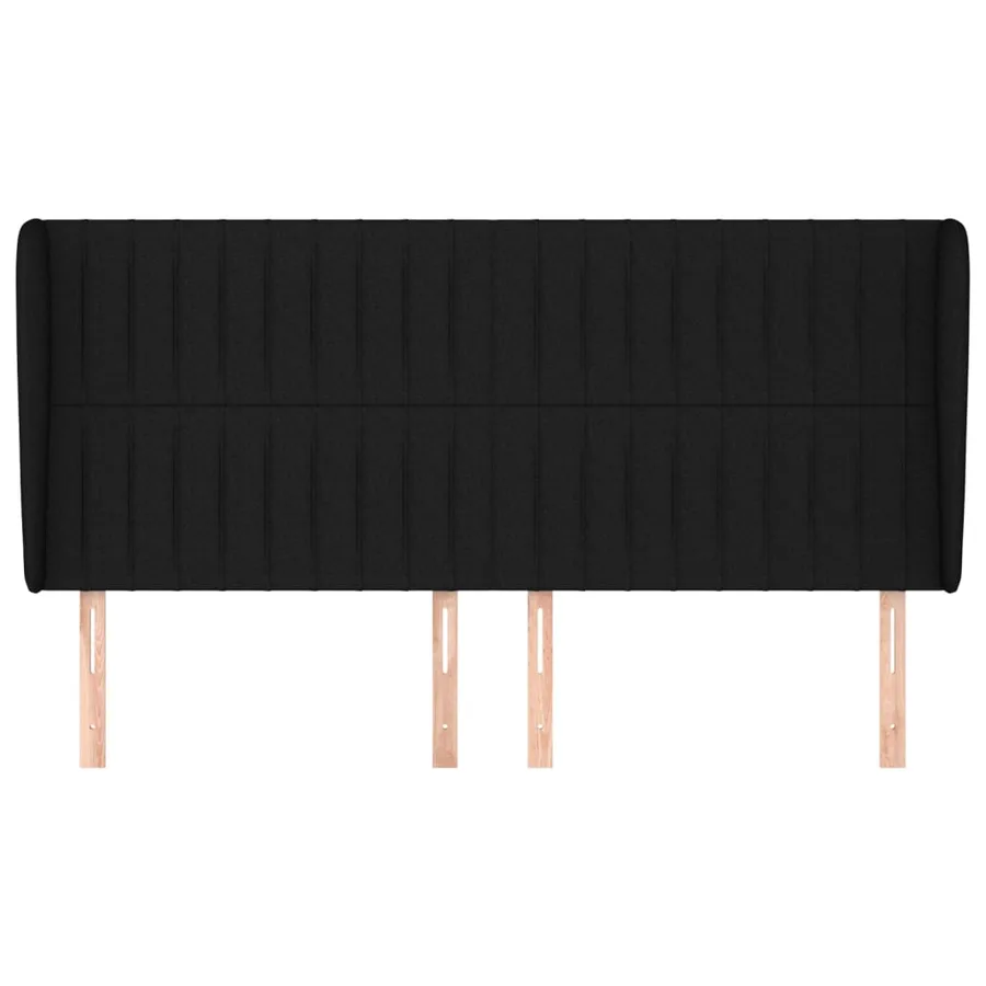 Tête de lit avec oreilles Noir 183x23x118/128 cm Tissu - 3