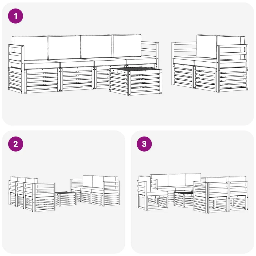 Ensemble de canapés d'extérieur 7 pcs Blanc et anthracite - 6