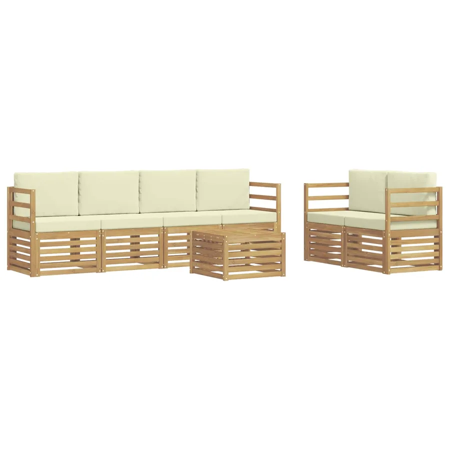 Ensemble de canapés d'extérieur 7 pcs Blanc et crème Polyester - 2