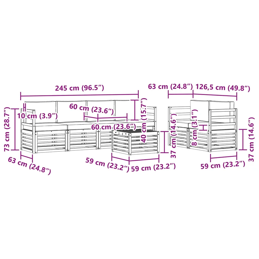 Ensemble de canapés d'extérieur 7 pcs Blanc et crème Polyester - 7