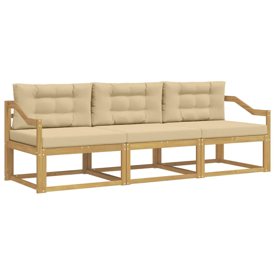 Ensemble de canapés d'extérieur 3 pcs Blanc et Beige Polyester - 2