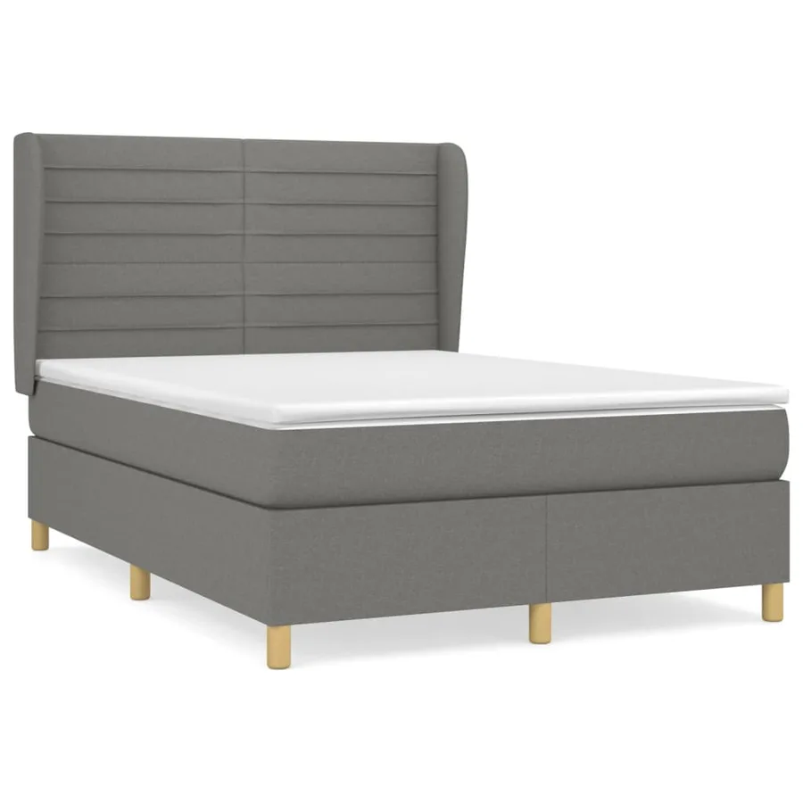 Sommier à lattes de lit avec matelas Gris foncé 140x200cm Tissu - 2