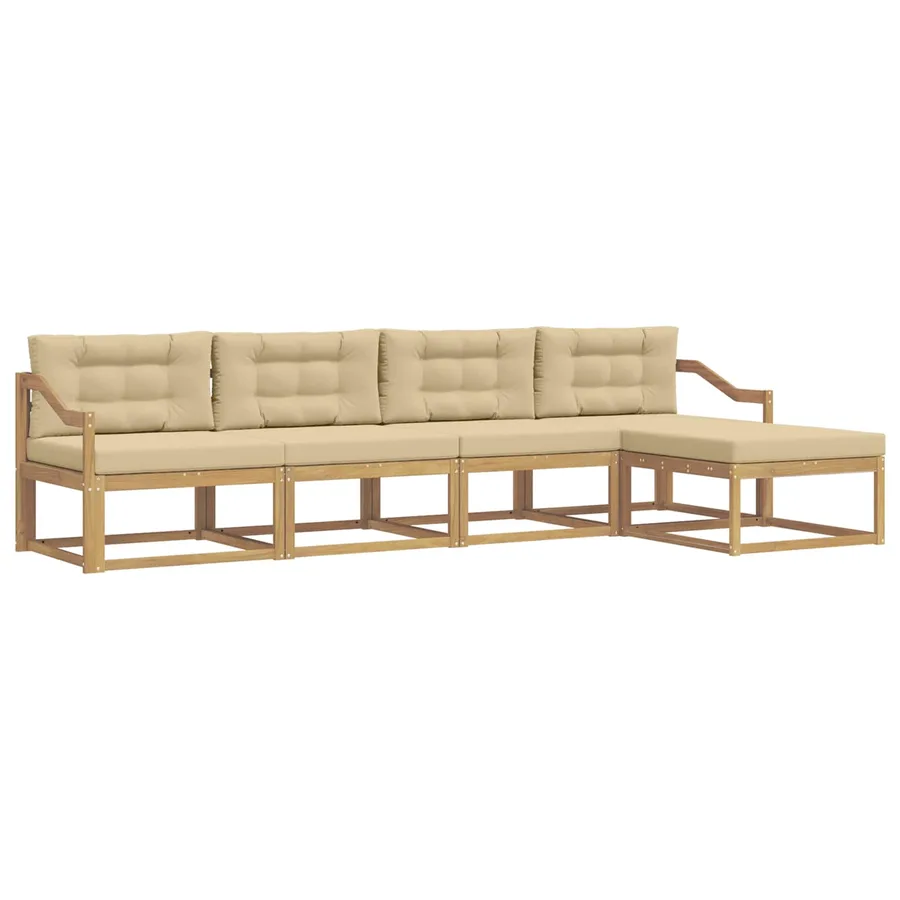 Ensemble de canapés d'extérieur 4 pcs Blanc et Beige Polyester - 2
