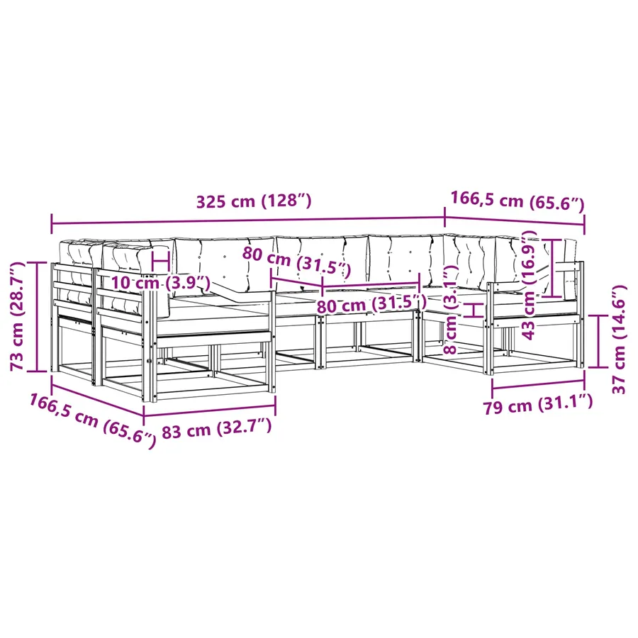 Ensemble de canapés d'extérieur 6 pcs Blanc et crème - 7