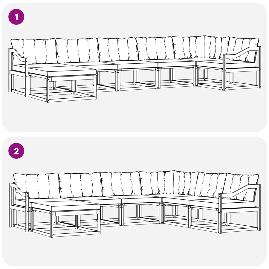 Ensemble de canapés d'extérieur 7 pcs Blanc et Beige - 10