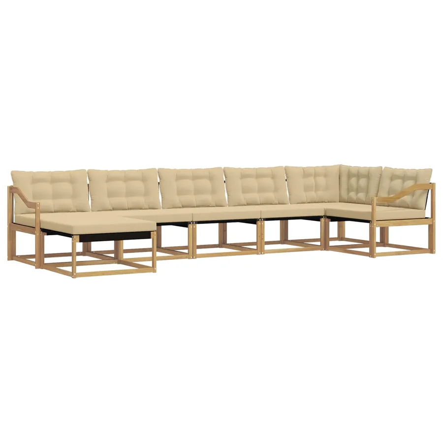 Ensemble de canapés d'extérieur 7 pcs Blanc et Beige - 2