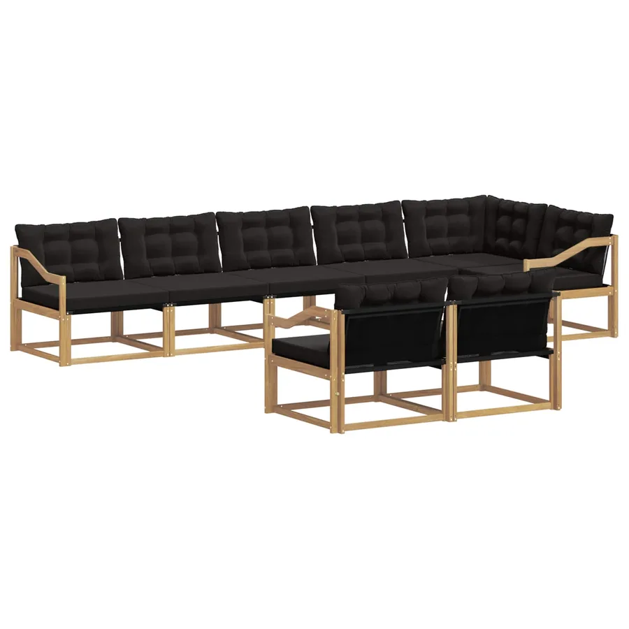 Ensemble de canapés d'extérieur 8 pcs Blanc et noir - 2