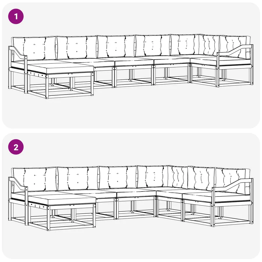 Ensemble de canapés d'extérieur 7 pcs Blanc et anthracite - 7