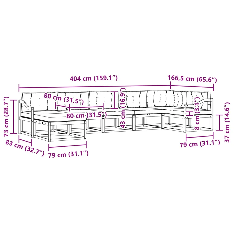 Ensemble de canapés d'extérieur 7 pcs Blanc et anthracite - 8