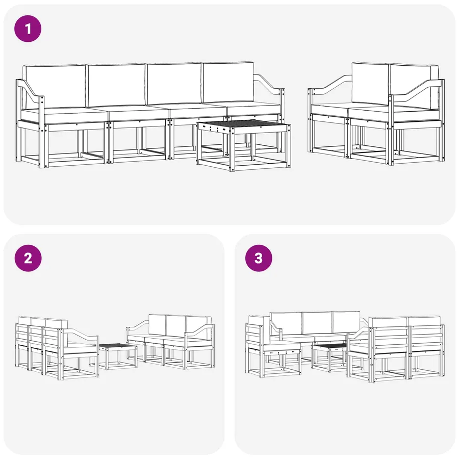 Ensemble de canapés d'extérieur 7 pcs Blanc et crème - 6