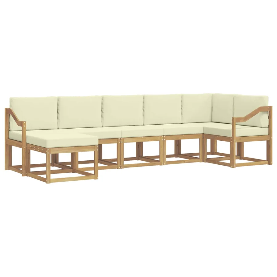 Ensemble de canapés d'extérieur 7 pcs Blanc et crème Polyester - 2
