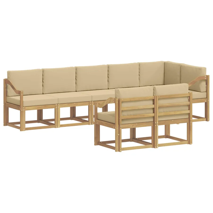 Ensemble de canapés d'extérieur 8 pcs Blanc et Beige Polyester - 2