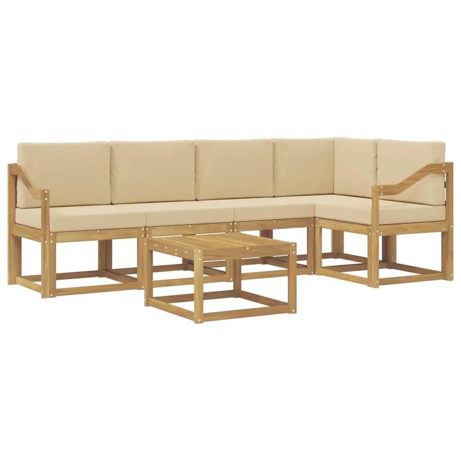 Ensemble de canapés d'extérieur 6 pcs Blanc et Beige - 2