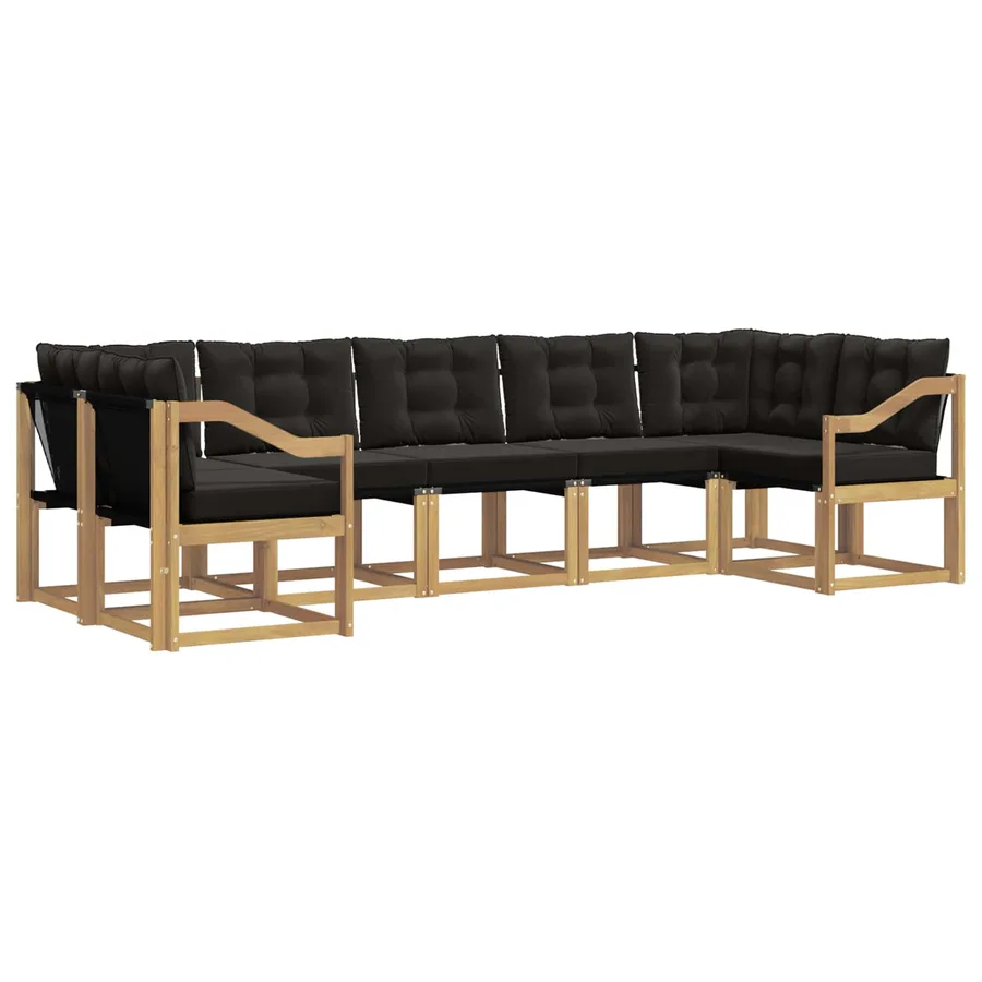 Ensemble de canapés d'extérieur 7 pcs Blanc et noir - 2