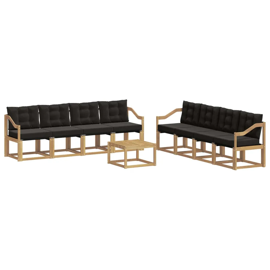 Ensemble de canapés d'extérieur 9 pcs Blanc et noir - 2