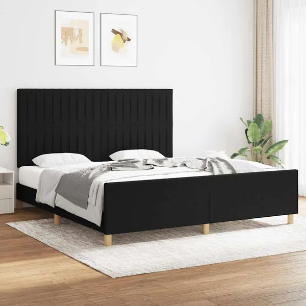 Cadre de lit sans matelas noir 180x200 cm tissu